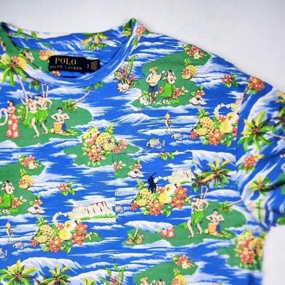 Polo Ralph Lauren- Mens Small All Over Print Hawaiian T-Shirt - Picture 1 of 6